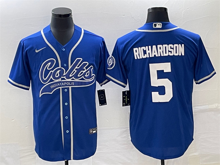Men's Indianapolis Colts #5 Anthony Richardson Royal Cool Base Stitched Baseball Jersey Men's Indianapolis Colts #5 Anthony Richardson Royal Cool Base Stitched Baseball Jersey