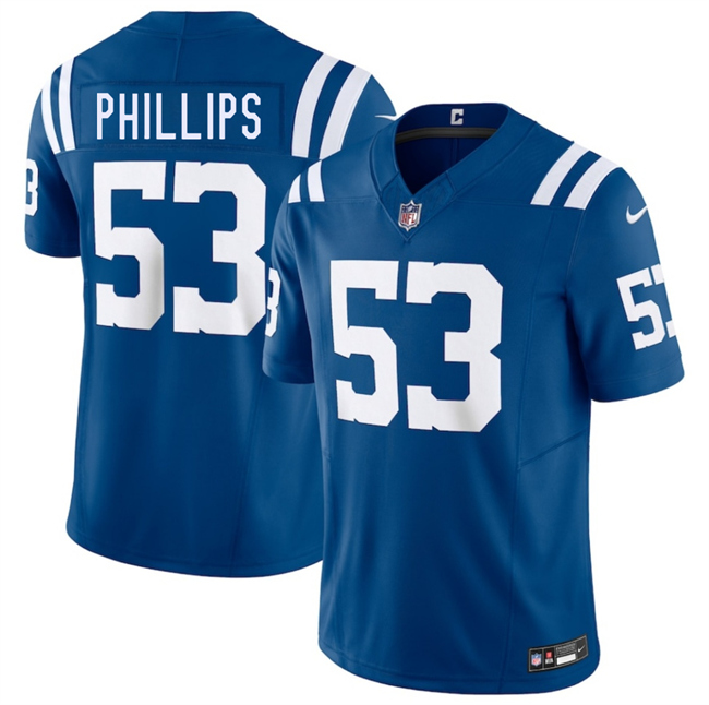 Men's Indianapolis Colts #53 Jacob Phillips Blue 2025 F.U.S.E. Vapor Limited Stitched Football Jersey
