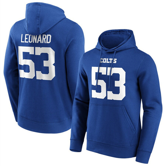 Men's Indianapolis Colts #53 Shaquille Leonard Blue Hoodie Men's Indianapolis Colts #53 Shaquille Leonard Blue Hoodie