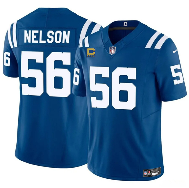 Men's Indianapolis Colts #56 Quenton Nelson Blue 2025 F.U.S.E. With 4-Star C Patch Vapor Limited Stitched Football Jersey Men's Indianapolis Colts #56 Quenton Nelson Blue 2025 F.U.S.E. With 4-Star C Patch Vapor Limited Stitched Football Jersey