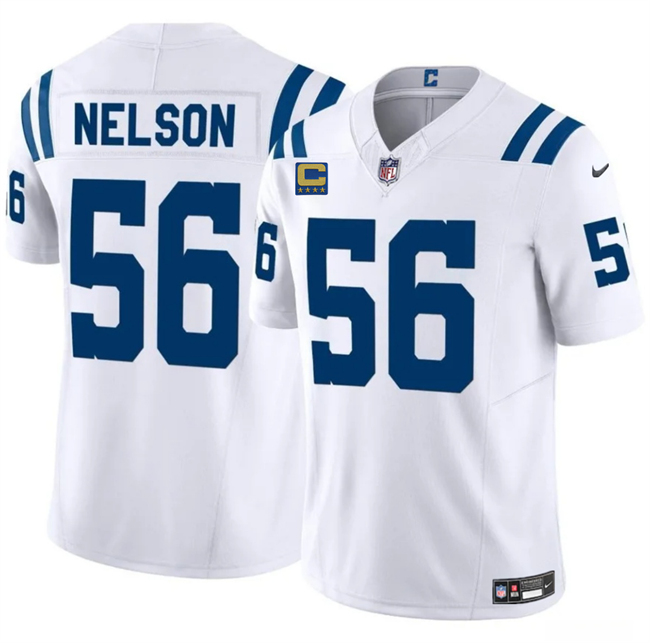 Men's Indianapolis Colts #56 Quenton Nelson White 2025 F.U.S.E. With 4-Star C Patch Vapor Limited Stitched Football Jersey Men's Indianapolis Colts #56 Quenton Nelson White 2025 F.U.S.E. With 4-Star C Patch Vapor Limited Stitched Football Jersey