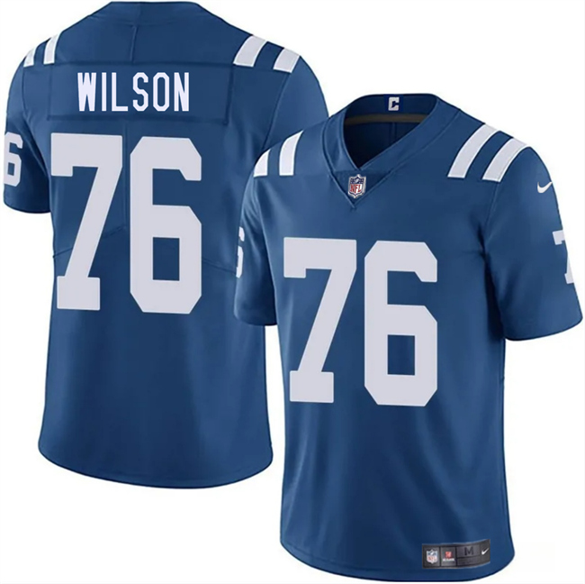 Men's Indianapolis Colts #76 Jack Wilson Blue 2025 Vapor Limited Stitched Football Jersey Men's Indianapolis Colts #76 Jack Wilson Blue 2025 Vapor Limited Stitched Football Jersey