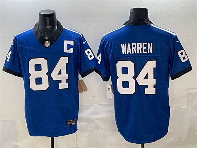 Men's Indianapolis Colts #84 Tyler Warren Blue 2025 F.U.S.E. Throwback Vapor Limited Stitched Football Jersey Men's Indianapolis Colts #84 Tyler Warren Blue 2025 F.U.S.E. Throwback Vapor Limited Stitched Football Jersey