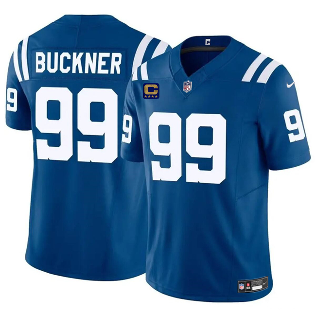 Men's Indianapolis Colts #99 DeForest Buckner Blue 2024 F.U.S.E. With 4-Star C Patch Vapor Limited Stitched Football Jersey Men's Indianapolis Colts #99 DeForest Buckner Blue 2024 F.U.S.E. With 4-Star C Patch Vapor Limited Stitched Football Jersey