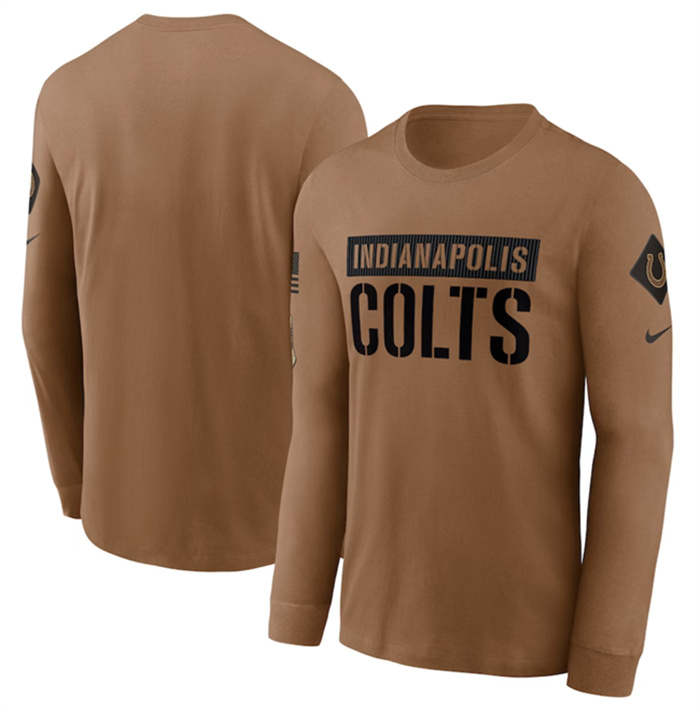 Men's Indianapolis Colts 2023 Brown Salute To Service Long Sleeve T-Shirt Men's Indianapolis Colts 2023 Brown Salute To Service Long Sleeve T-Shirt