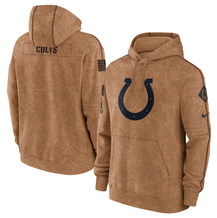 Men's Indianapolis Colts 2023 Brown Salute To Service Pullover Hoodie Men's Indianapolis Colts 2023 Brown Salute To Service Pullover Hoodie