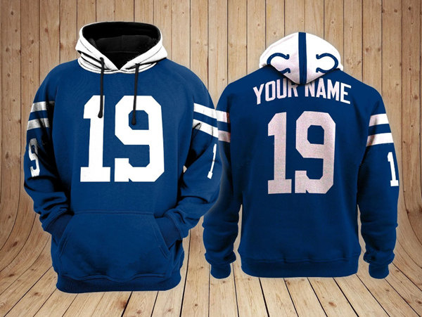 Men's Indianapolis Colts ACTIVE PLAYER Custom Blue Performance Pullover Hoodie Men's Indianapolis Colts ACTIVE PLAYER Custom Blue Performance Pullover Hoodie