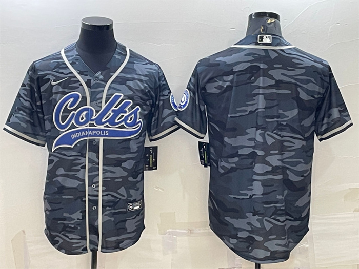 Men's Indianapolis Colts Blank Grey Camo With Patch Cool Base Stitched Baseball Jersey Men's Indianapolis Colts Blank Grey Camo With Patch Cool Base Stitched Baseball Jersey