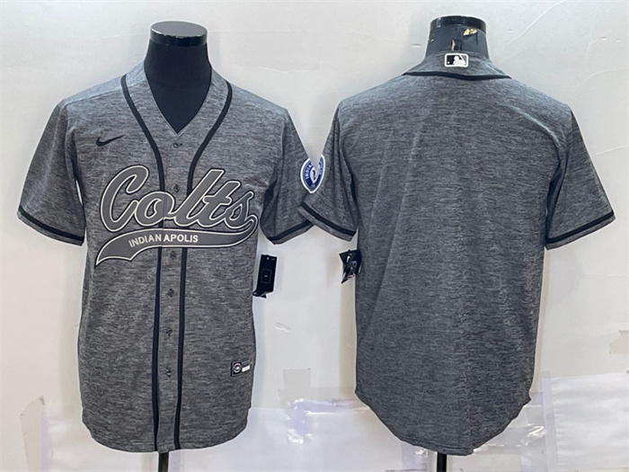 Men's Indianapolis Colts Blank Grey With Patch Cool Base Stitched Baseball Jersey Men's Indianapolis Colts Blank Grey With Patch Cool Base Stitched Baseball Jersey