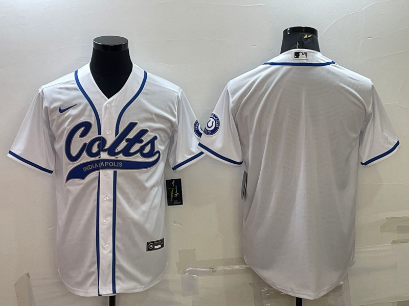 Men's Indianapolis Colts Blank White Cool Base Stitched Baseball Jersey Men's Indianapolis Colts Blank White Cool Base Stitched Baseball Jersey