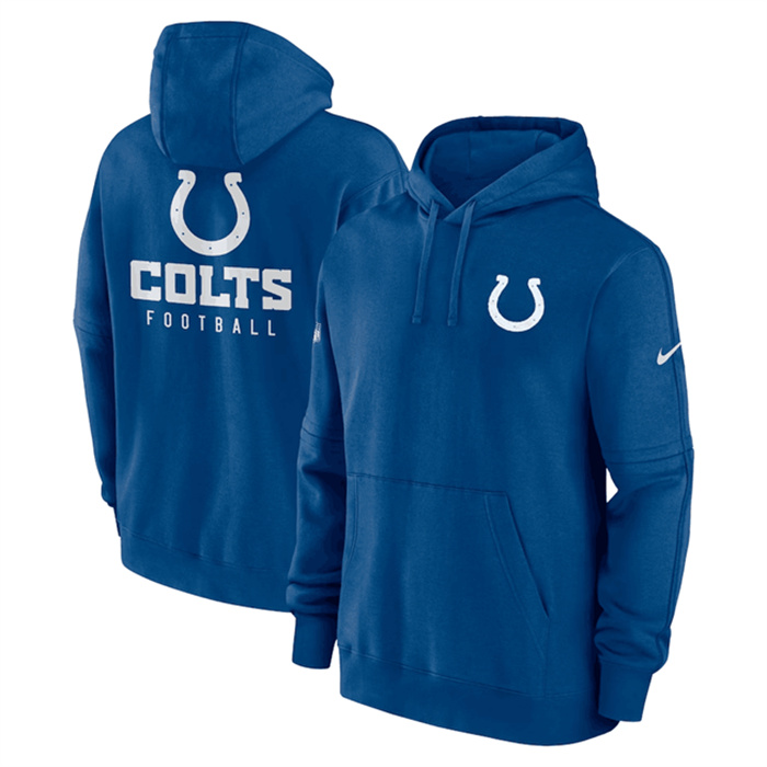 Men's Indianapolis Colts Blue Sideline Club Fleece Pullover Hoodie Men's Indianapolis Colts Blue Sideline Club Fleece Pullover Hoodie