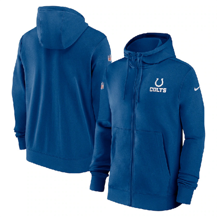 Men's Indianapolis Colts Blue Sideline Club Performance Full-Zip Hoodie Men's Indianapolis Colts Blue Sideline Club Performance Full-Zip Hoodie