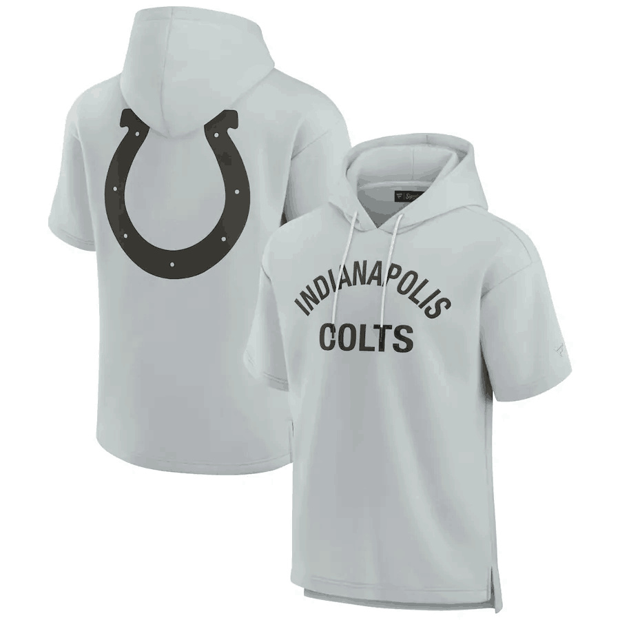 Men's Indianapolis Colts Gray Super Soft Fleece Short Sleeve Hoodie Men's Indianapolis Colts Gray Super Soft Fleece Short Sleeve Hoodie