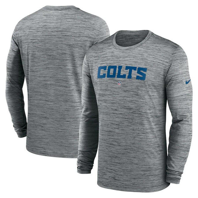 Men's Indianapolis Colts Heather Gray Sideline Team Velocity Performance Long Sleeve T-Shirt Men's Indianapolis Colts Heather Gray Sideline Team Velocity Performance Long Sleeve T-Shirt