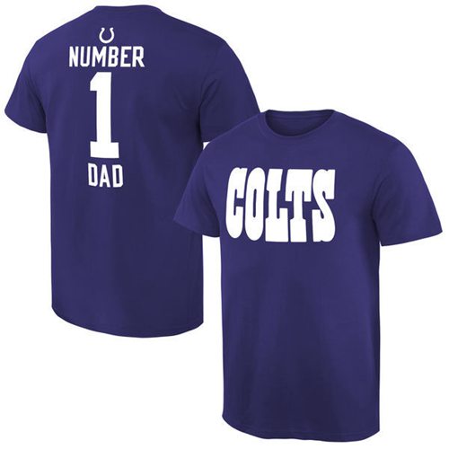 Men's Indianapolis Colts Pro Line College Number 1 Dad T-Shirt Blue Men's Indianapolis Colts Pro Line College Number 1 Dad T-Shirt Blue