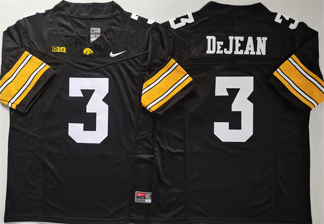 Men's Iowa Hawkeyes #3 Cooper DeJean Black F.U.S.E. Stitched Jersey Men's Iowa Hawkeyes #3 Cooper DeJean Black F.U.S.E. Stitched Jersey