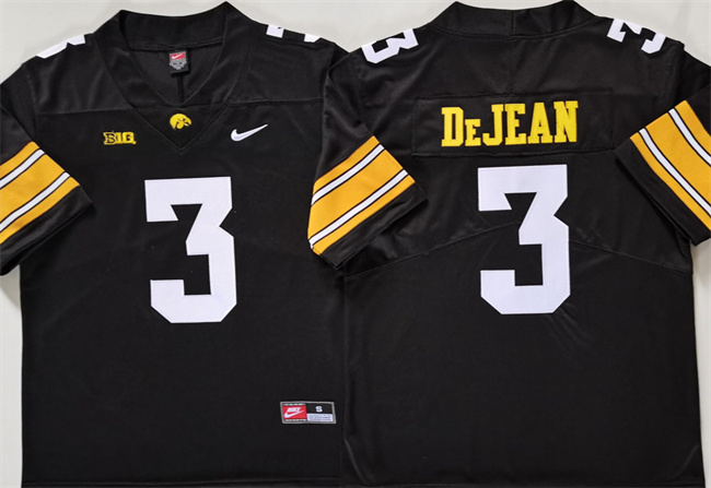Men's Iowa Hawkeyes #3 Cooper DeJean Black Stitched Jersey Men's Iowa Hawkeyes #3 Cooper DeJean Black Stitched Jersey