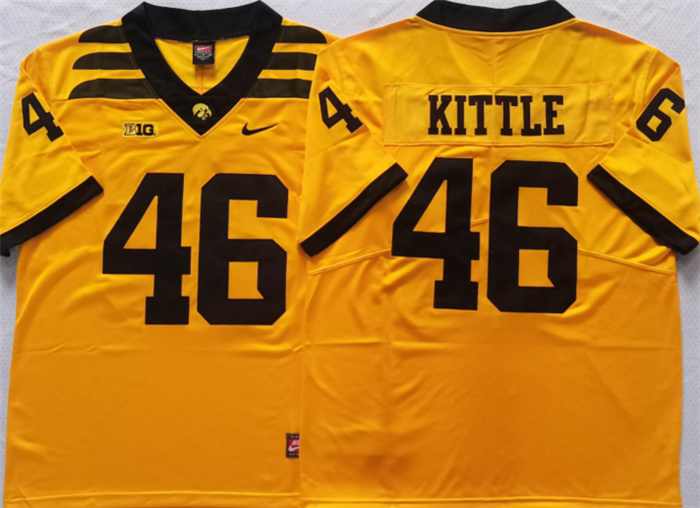 Men's Iowa Hawkeyes #46 Kittle Black Yellow Jersey Men's Iowa Hawkeyes #46 Kittle Black Yellow Jersey