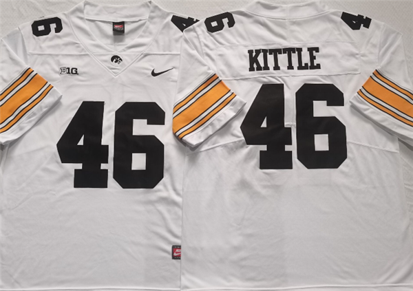 Men's Iowa Hawkeyes #46 Kittle White Basketball Stitched Jersey Men's Iowa Hawkeyes #46 Kittle White Basketball Stitched Jersey