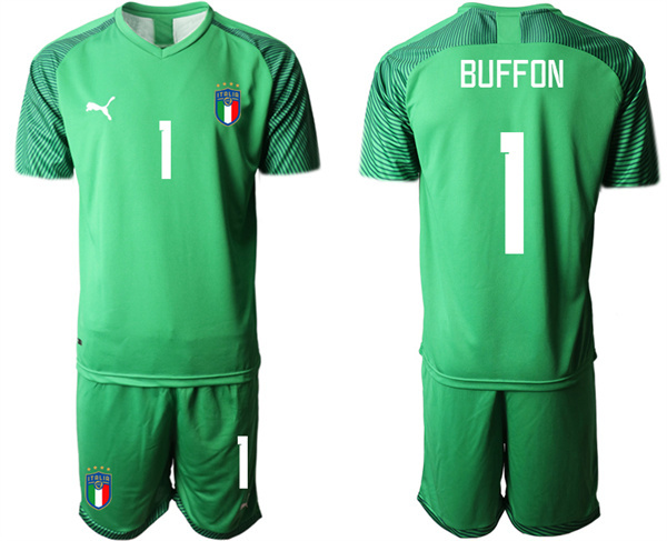 Men's Italy #1 Buffon Green Goalkeeper Soccer Jersey Suit 1