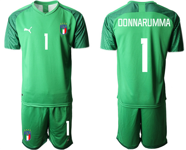 Men's Italy #1 Donnarumma Green Goalkeeper Soccer Jersey Suit 1