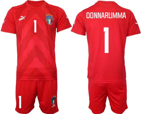 Men's Italy #1 Donnarumma Red Goalkeeper Soccer Jersey Suit 1