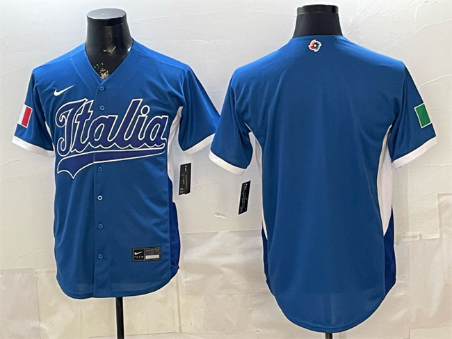 Men's Italy Baseball Blank Blue 2026 World Baseball Classic Home Stadium Stitched Jersey Men's Italy Baseball Blank Blue 2026 World Baseball Classic Home Stadium Stitched Jersey