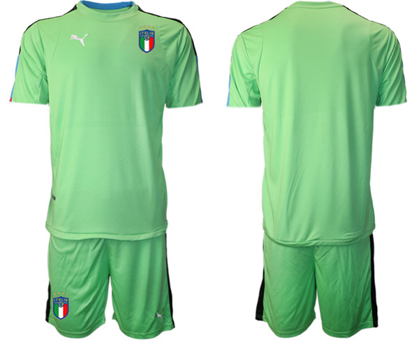 Men's Italy Blank Green Goalkeeper Soccer Jersey Suit 1