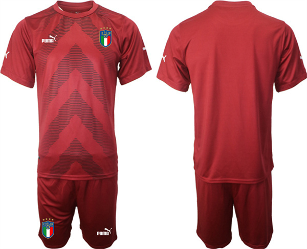 Men's Italy Blank Red Goalkeeper Soccer Jersey Suit 1
