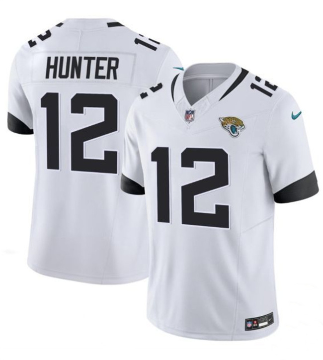 Men's Jacksonville Jaguars #12 Travis Hunter White 2025 Draft F.U.S.E. Vapor Limited Stitched Football Jerse