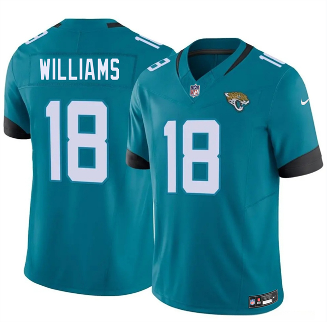 Men's Jacksonville Jaguars #18 C.J. Williams Teal 2026 Draft F.U.S.E. Vapor Untouchable Limited Stitched Jersey Men's Jacksonville Jaguars #18 C.J. Williams Teal 2026 Draft F.U.S.E. Vapor Untouchable Limited Stitched Jersey