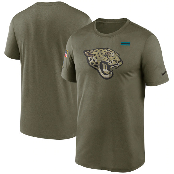 Men's Jacksonville Jaguars 2021 Olive Salute To Service Legend Performance T-Shirt Men's Jacksonville Jaguars 2021 Olive Salute To Service Legend Performance T-Shirt