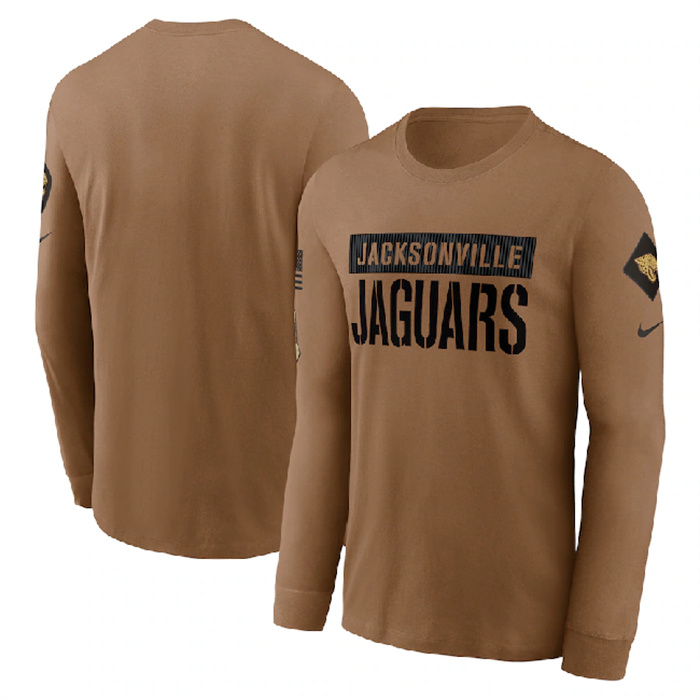 Men's Jacksonville Jaguars 2023 Brown Salute To Service Long Sleeve T-Shirt Men's Jacksonville Jaguars 2023 Brown Salute To Service Long Sleeve T-Shirt