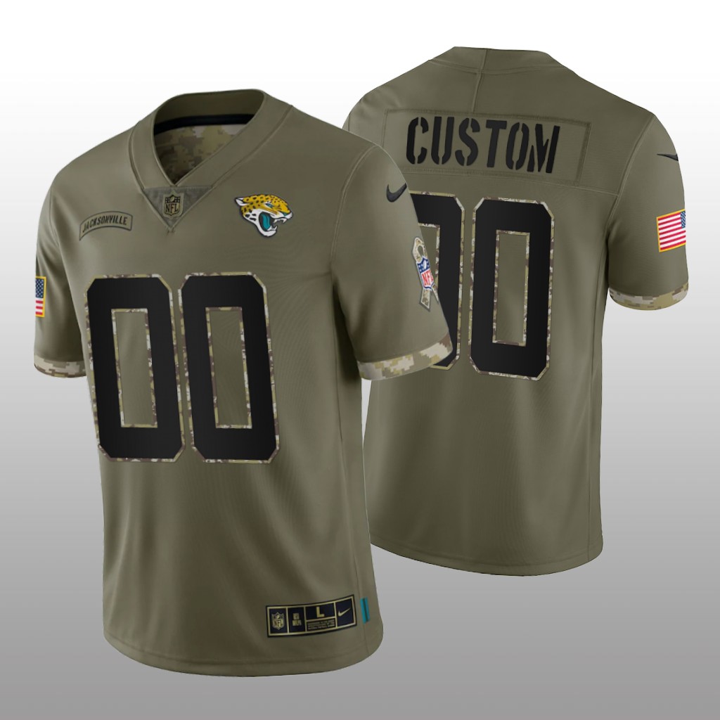 Men's Jacksonville Jaguars ACTIVE PLAYER Custom Olive 2022 Salute To Service Limited Stitched Jersey Men's Jacksonville Jaguars ACTIVE PLAYER Custom Olive 2022 Salute To Service Limited Stitched Jersey