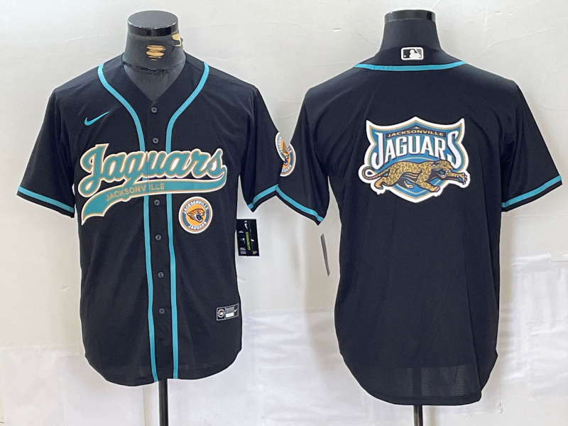 Men's Jacksonville Jaguars Black With Patch Cool Base Stitched Baseball Jersey Men's Jacksonville Jaguars Black With Patch Cool Base Stitched Baseball Jersey