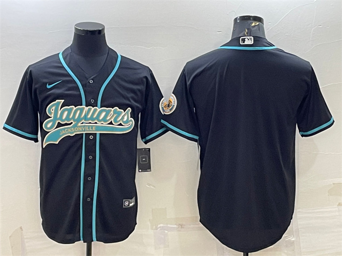 Men's Jacksonville Jaguars Blank Black With Patch Cool Base Stitched Baseball Jersey Men's Jacksonville Jaguars Blank Black With Patch Cool Base Stitched Baseball Jersey