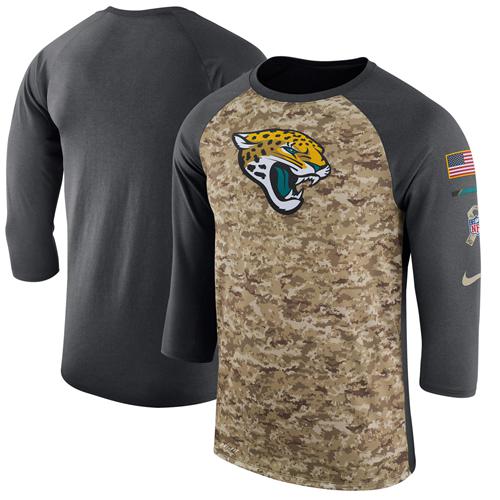 Men's Jacksonville Jaguars Nike Camo Anthracite Salute to Service Sideline Legend Performance Three-Quarter Sleeve T-Shirt Men's Jacksonville Jaguars Nike Camo Anthracite Salute to Service Sideline Legend Performance Three-Quarter Sleeve T-Shirt