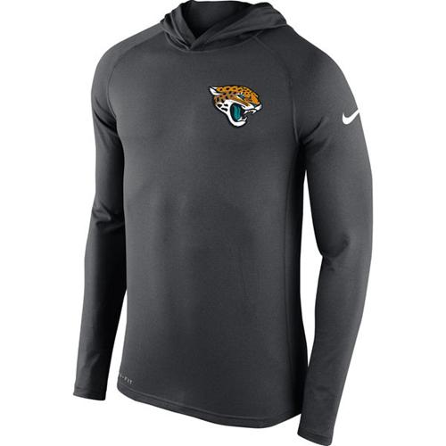 Men's Jacksonville Jaguars Nike Charcoal Stadium Touch Long Sleeve Hooded Performance T-Shirt Men's Jacksonville Jaguars Nike Charcoal Stadium Touch Long Sleeve Hooded Performance T-Shirt