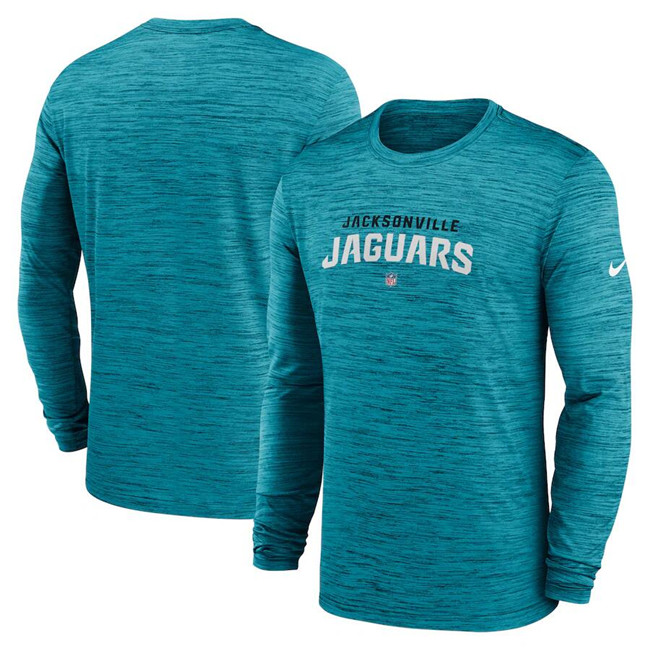 Men's Jacksonville Jaguars Teal Sideline Team Velocity Performance Long Sleeve T-Shirt Men's Jacksonville Jaguars Teal Sideline Team Velocity Performance Long Sleeve T-Shirt