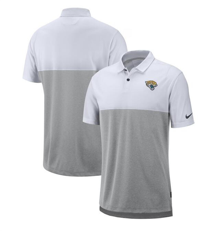 Men's Jacksonville Jaguars White Gray Sideline Early Season Performance Polo Men's Jacksonville Jaguars White Gray Sideline Early Season Performance Polo