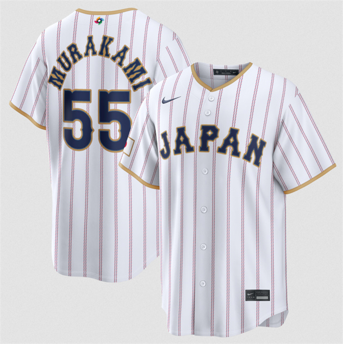 Men's Japan Baseball #55 Munetaka Murakami White 2026 World Baseball Classic Home Stadium Stitched Jersey