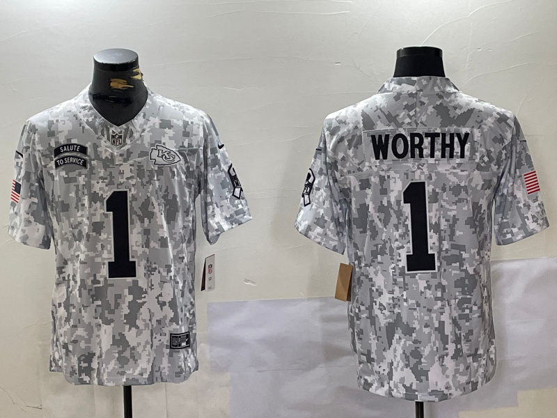Men's Kansas City Chiefs #1 Xavier Worthy 2024 F.U.S.E Arctic Camo Salute To Service Limited Stitched Football Jerseys Men's Kansas City Chiefs #1 Xavier Worthy 2024 F.U.S.E Arctic Camo Salute To Service Limited Stitched Football Jerseys