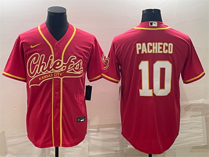 Men's Kansas City Chiefs #10 Isiah Pacheco Red With Patch Cool Base Stitched Baseball Jerseys Men's Kansas City Chiefs #10 Isiah Pacheco Red With Patch Cool Base Stitched Baseball Jerseys