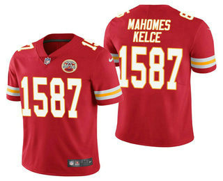 Men's Kansas City Chiefs #15 Patrick Mahomes #87 Travis Kelce CP Player Red Vapor Untouchable Stitched Nike Limited NFL Jersey Men's Kansas City Chiefs #15 Patrick Mahomes #87 Travis Kelce CP Player Red Vapor Untouchable Stitched Nike Limited NFL Jersey