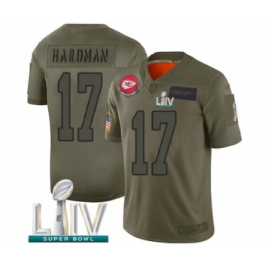 Men's Kansas City Chiefs #17 Mecole Hardman Limited Olive 2019 Salute to Service Super Bowl LIV Bound Football Jersey Men's Kansas City Chiefs #17 Mecole Hardman Limited Olive 2019 Salute to Service Super Bowl LIV Bound Football Jersey