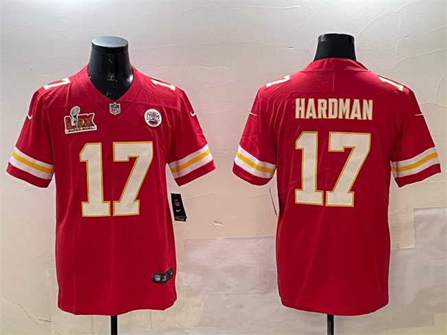 Men's Kansas City Chiefs #17 Mecole Hardman Red 2025 Super Bowl LIX Patch Vapor Untouchable Limited Stitched Football Jersey Men's Kansas City Chiefs #17 Mecole Hardman Red 2025 Super Bowl LIX Patch Vapor Untouchable Limited Stitched Football Jersey