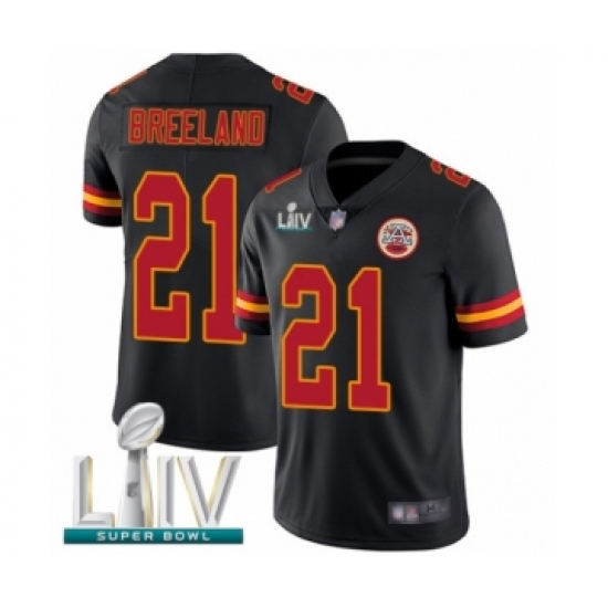 Men's Kansas City Chiefs #21 Bashaud Breeland Limited Black Rush Vapor Untouchable Super Bowl LIV Bound Football Jersey