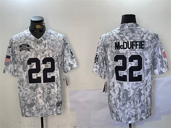Men's Kansas City Chiefs #22 Trent McDuffie 2024 F.U.S.E Arctic Camo Salute To Service Limited Stitched Football Jersey Men's Kansas City Chiefs #22 Trent McDuffie 2024 F.U.S.E Arctic Camo Salute To Service Limited Stitched Football Jersey