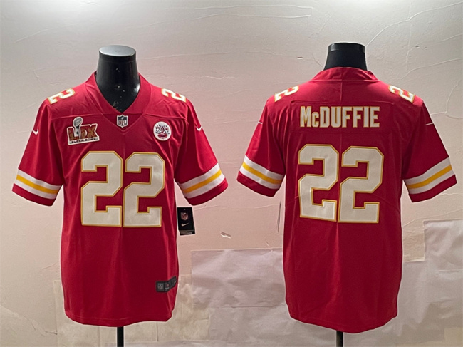 Men's Kansas City Chiefs #22 Trent McDuffie Red 2025 Super Bowl LIX Patch Vapor Untouchable Limited Stitched Football Jersey Men's Kansas City Chiefs #22 Trent McDuffie Red 2025 Super Bowl LIX Patch Vapor Untouchable Limited Stitched Football Jersey
