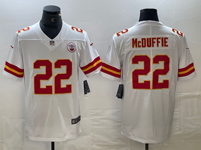 Men's Kansas City Chiefs #22 Trent McDuffie White Vapor Untouchable Limited Stitched Football Jersey Men's Kansas City Chiefs #22 Trent McDuffie White Vapor Untouchable Limited Stitched Football Jersey